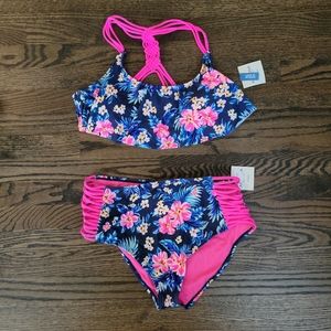 NWT Arizona Jean Co. Floral Bikini XL Top High waisted XXL Bottoms